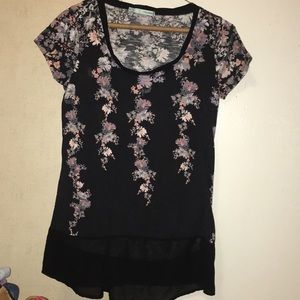 Black floral shirt